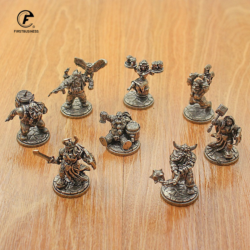 Board Game Vintage - Vintage wit messing miniatuur dwerg krijger
