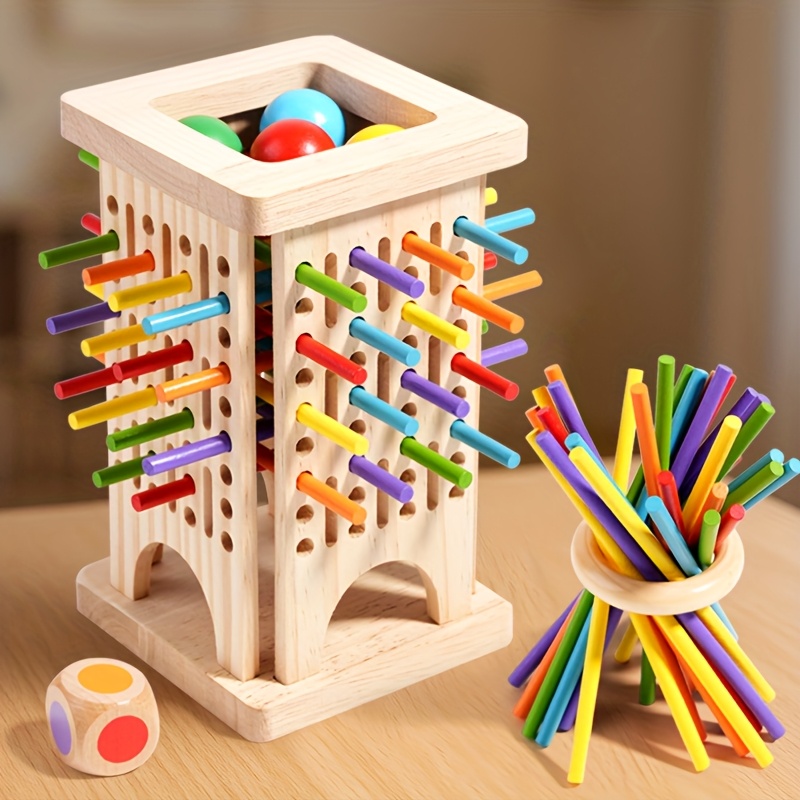 Board Game Pdf - Montessori Houten Bordspel Kleurrijke Stokken Dobbelstenen