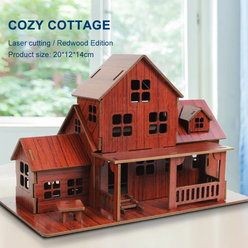 Jigsaw Puzzle Adult - 3D Houten puzzelmodel GamesCozy Cottage DIY