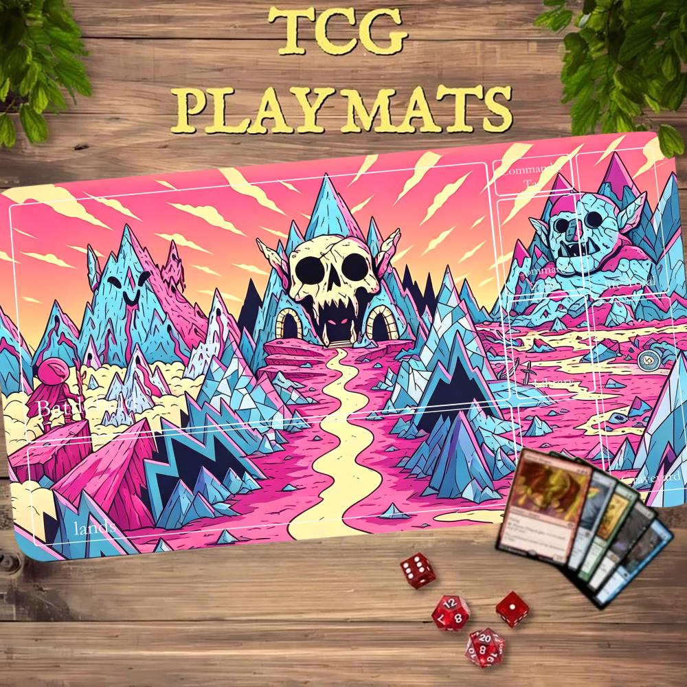 Play Mat Neoprene - Cartoon Roze Schedel Berg TCG Speelmat