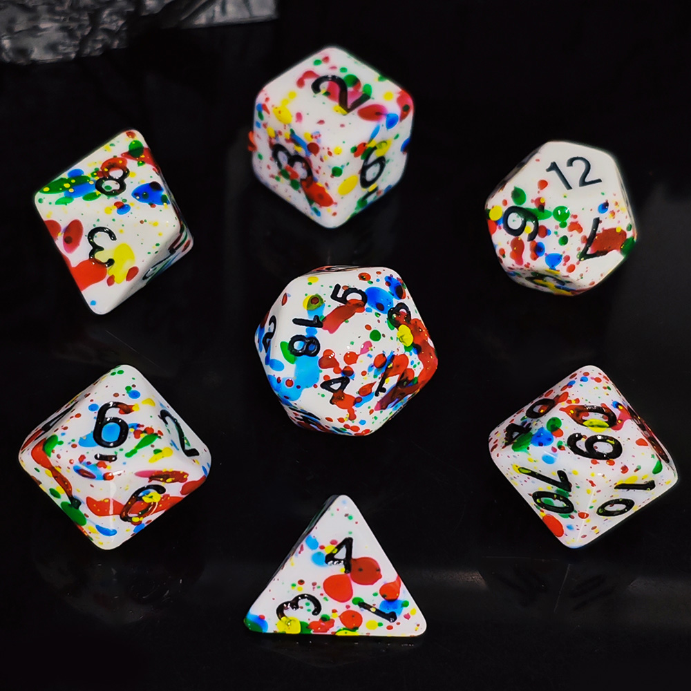 Dice Set Polyhedral - Paint Splatter Dice Set - 7-delige