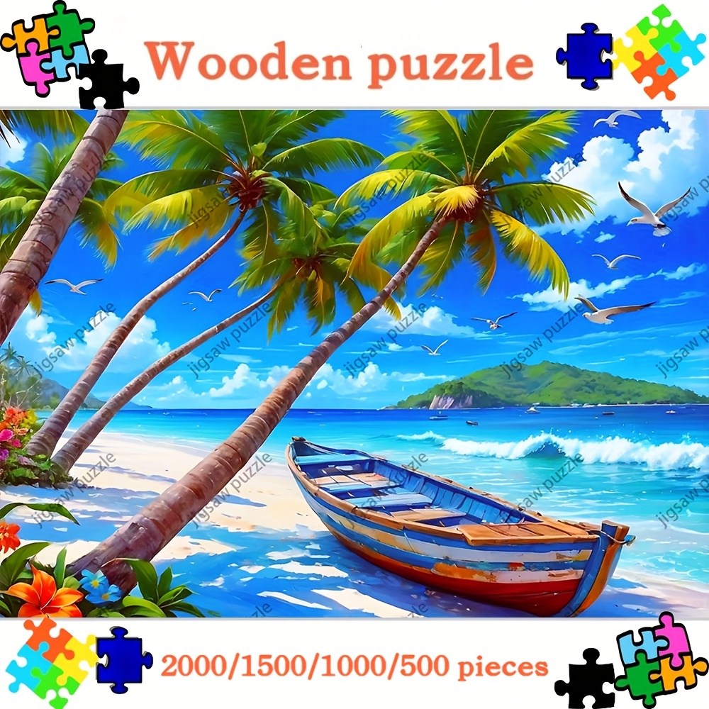Jigsaw Puzzle Adult - 2000/1500/1000/500 stuks tropisch strand houten puzzel