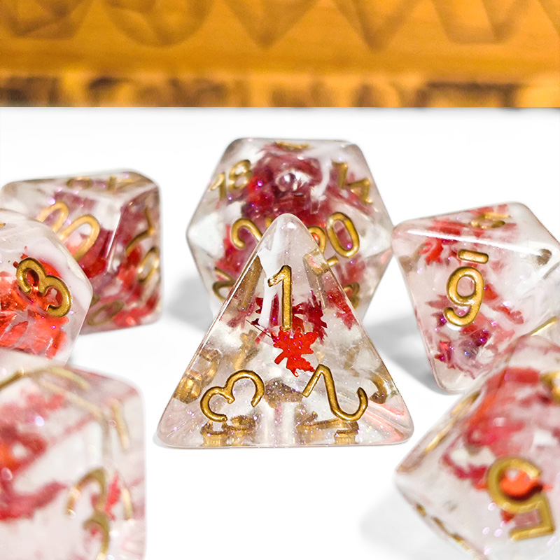 Dice Set Polyhedral - 7PCS DND Dobbelstenen Transparante Hars Herfst