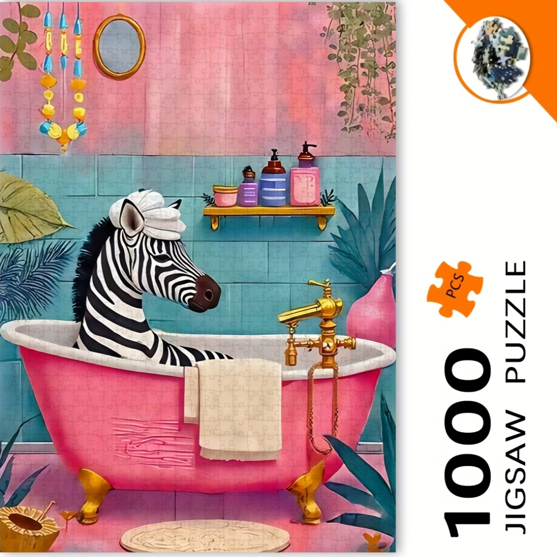 Jigsaw Puzzle Adult - 1000 stuks Zebra in Bubble Bath