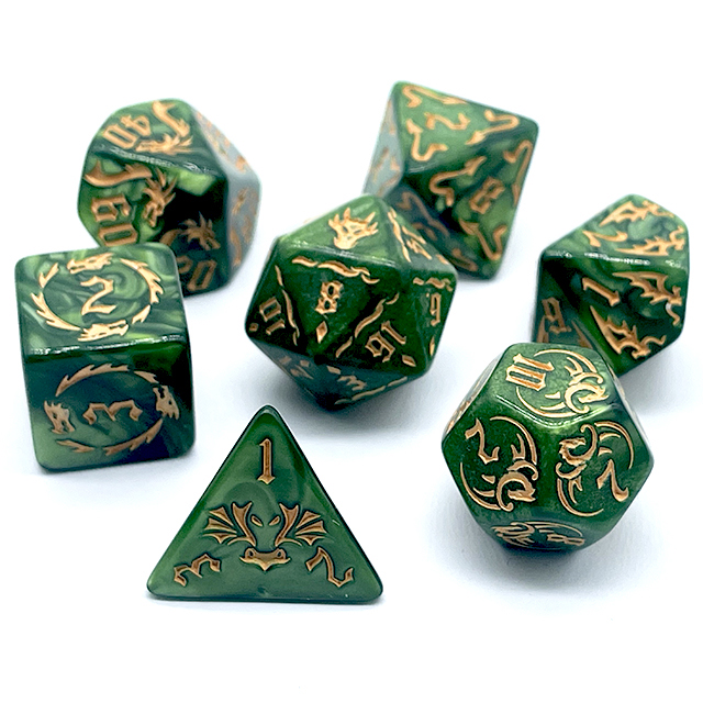 7-delige groene swirl acryl D& - Dice Set Polyhedral recensie en prijs