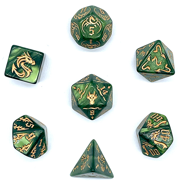 7-delige groene swirl acryl D& - Dice Set Polyhedral recensie en prijs