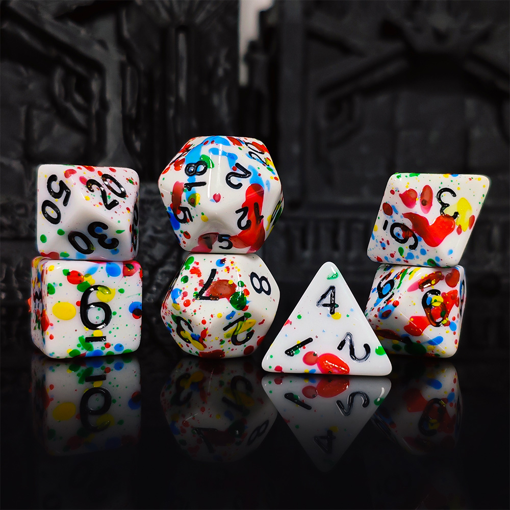Paint Splatter Dice Set - 7-de - Dice Set Polyhedral recensie en prijs