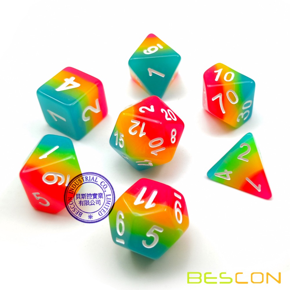 Bescon Fantasy Regenboog Gloei - Dice Set Polyhedral recensie en prijs