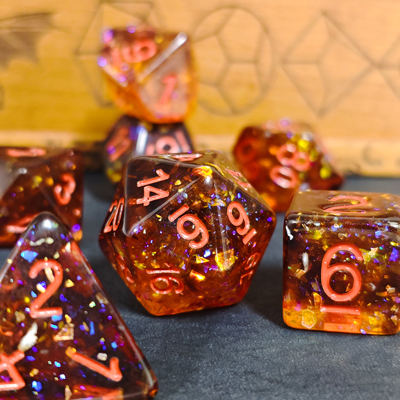 Vuuroranje confetti hars polye - Dice Set Polyhedral recensie en prijs