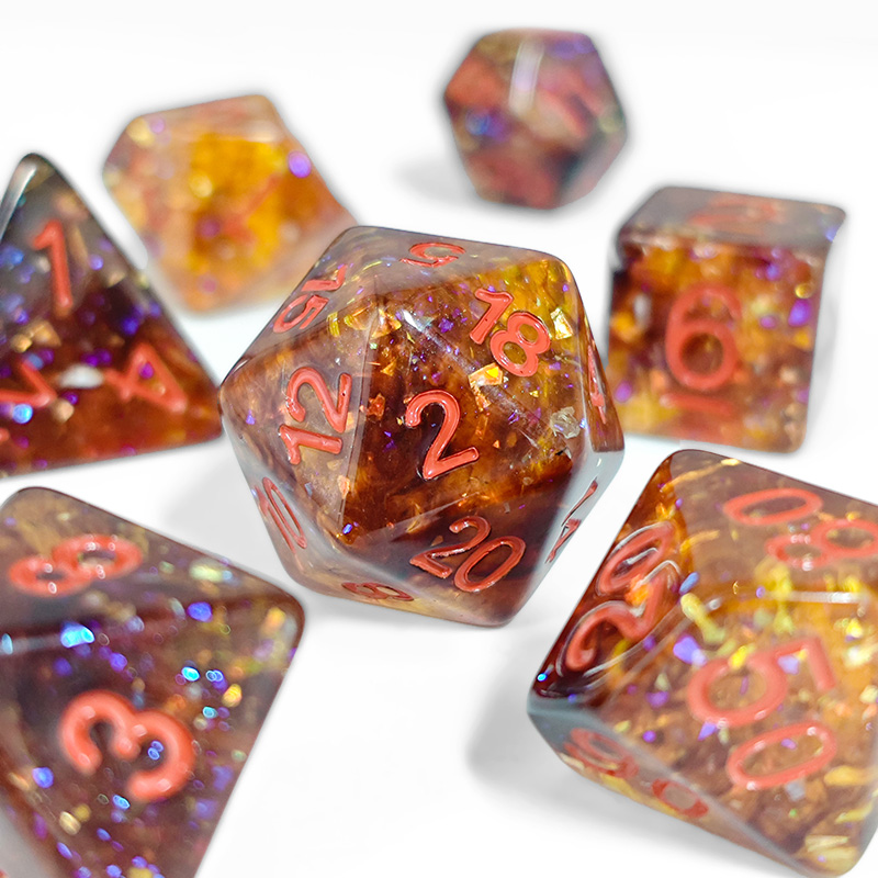 Vuuroranje confetti hars polye - Dice Set Polyhedral recensie en prijs
