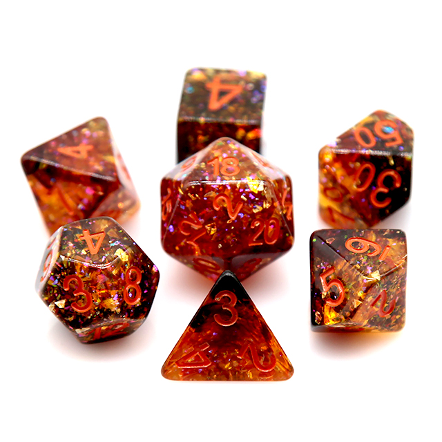 Vuuroranje confetti hars polye - Dice Set Polyhedral recensie en prijs