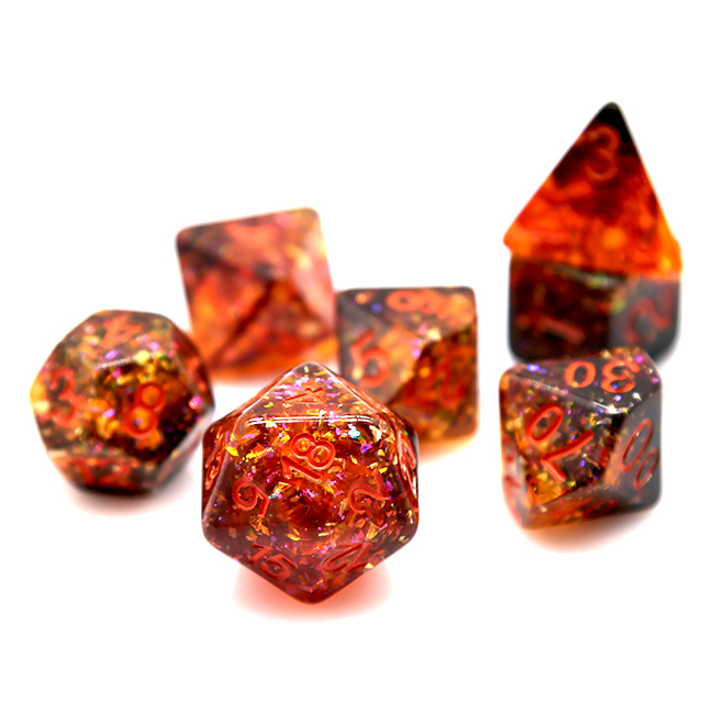 Vuuroranje confetti hars polye - Dice Set Polyhedral recensie en prijs